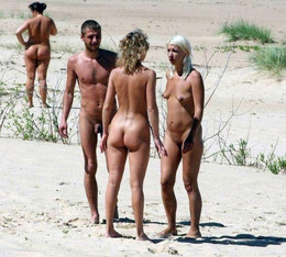 Wild orgy on the nudist beach,German..
